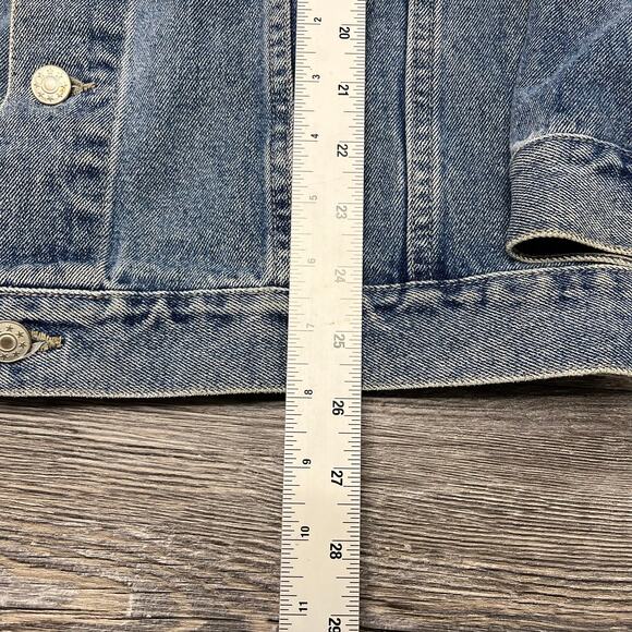 Vintage 90s Planet Hollywood Myrtle Beach Blue Mens M Trucker Denim Jean Jacket - Picture 5 of 9